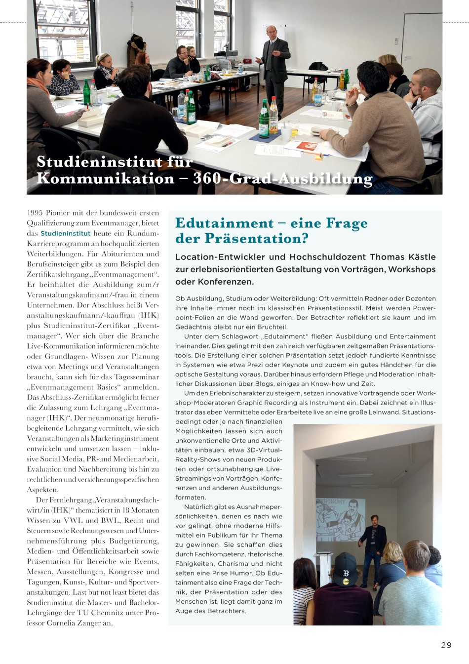 Event-Kow-How: Studieninstitut 360 Grad Ausbildung