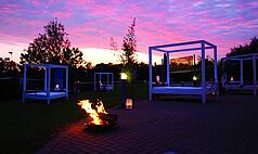 Düsseldorf: Cafe del Sol - Abendstimmung im Aussenbereich